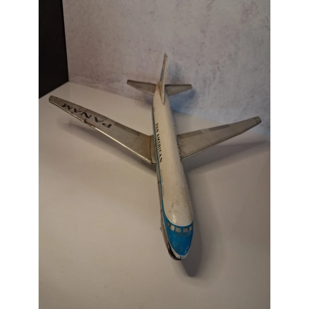 Vintage 1960s Pan Am Boeing 707 Tin Litho Friction Toy Airplane Japan 15-18